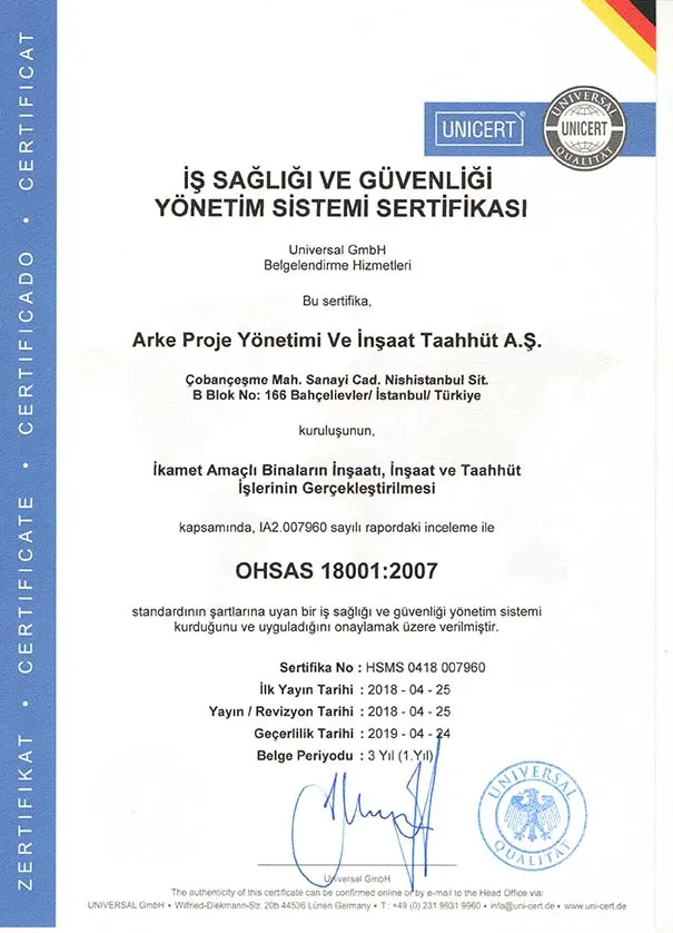 ISO 18001 belgesi